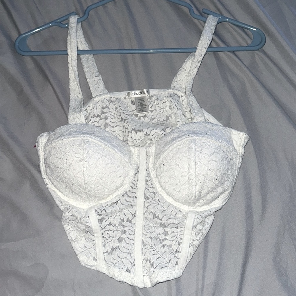 -White laced top, large